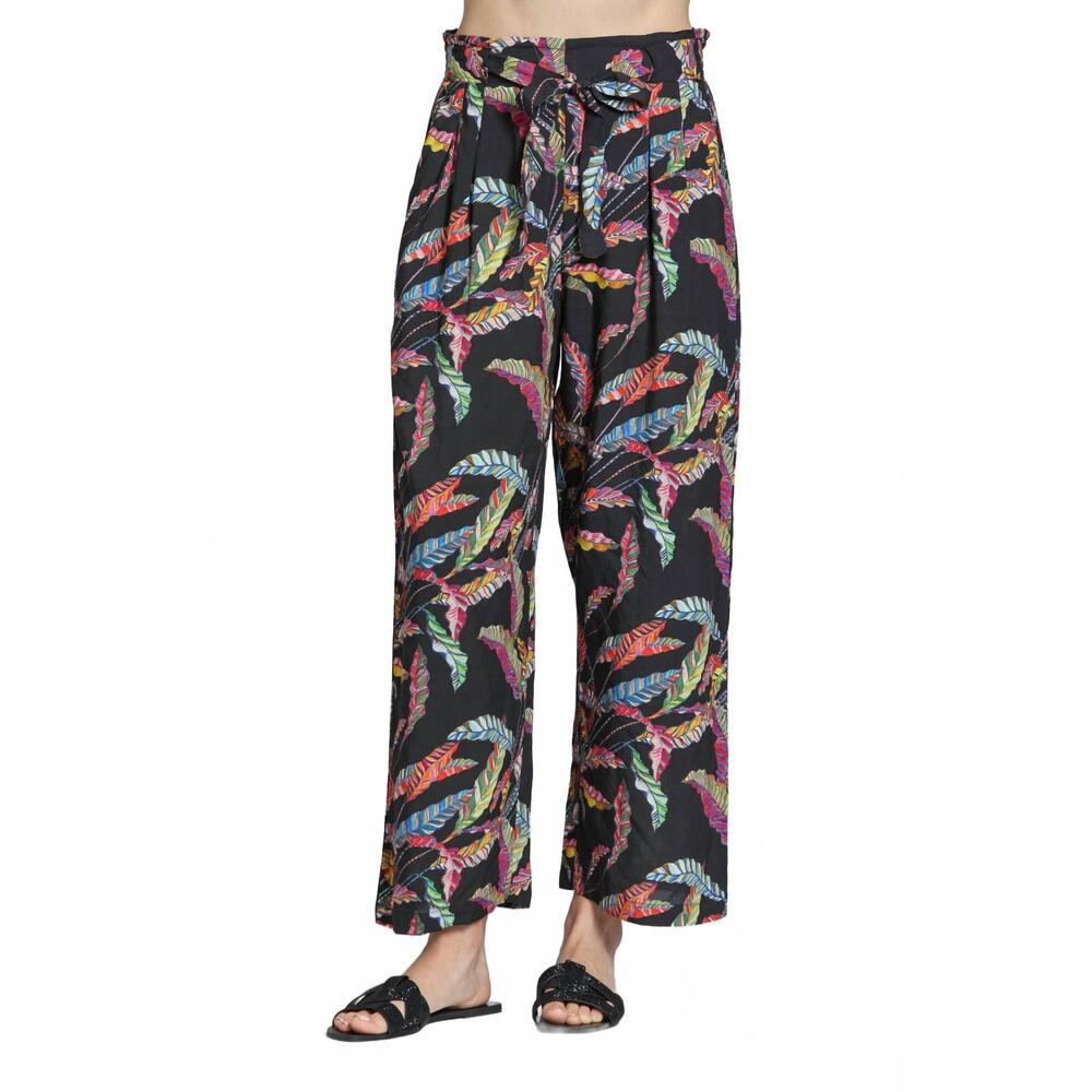 NEW APNY crop wide leg pants in black multi